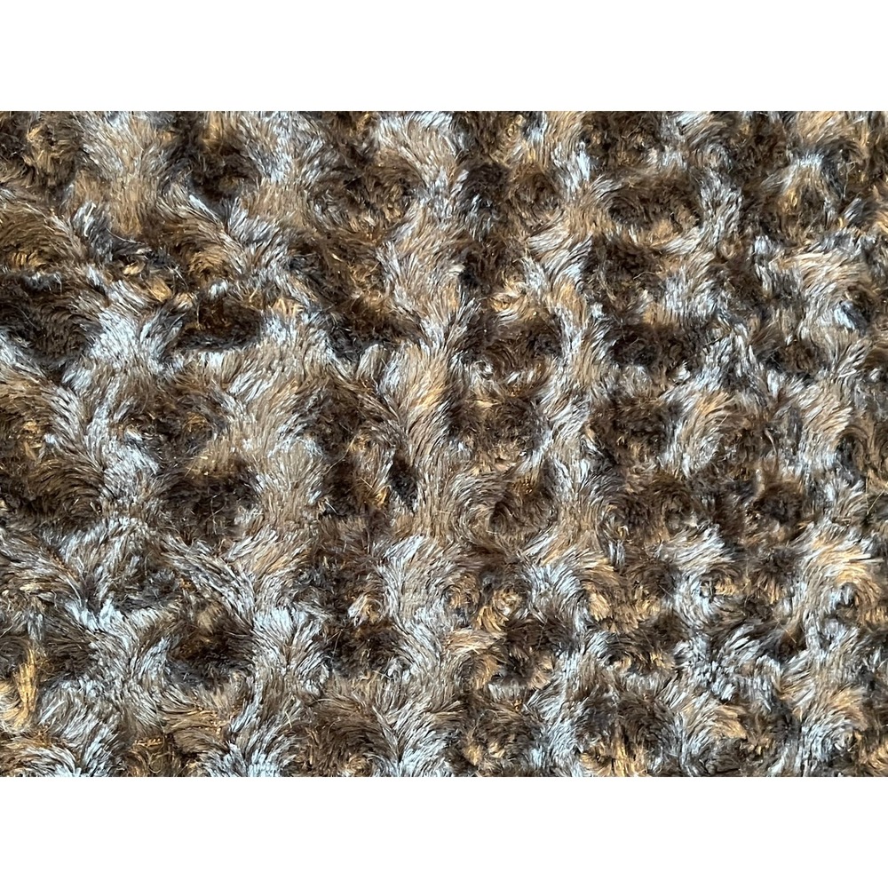 Dark Brown Rose Swirl Faux Fur Fabric 62"x23" Soft Plush Remnant 00861
